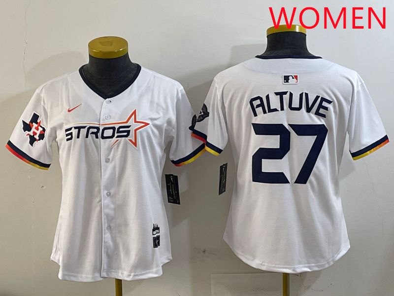 Women Houston Astros #27 Altuve White three generations Joint Name Nike 2025 MLB Jersey style 8